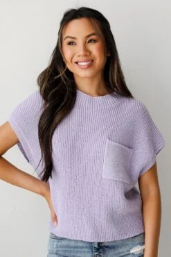 Coastal Style Lilac Sweater Top -Trendy Clothing Store shopdressup lilac knit top 2