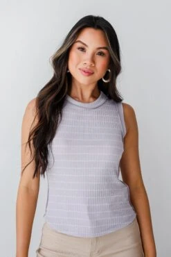 Sadie Lilac Striped Exposed Seam Tank -Trendy Clothing Store shopdressup lilac striped tank