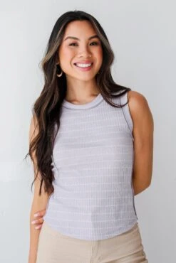 Sadie Lilac Striped Exposed Seam Tank -Trendy Clothing Store shopdressup lilac striped tank 3