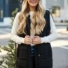 In The City Black Quilted Hooded Longline Puffer Vest -Trendy Clothing Store shopdressup longline puffer vest