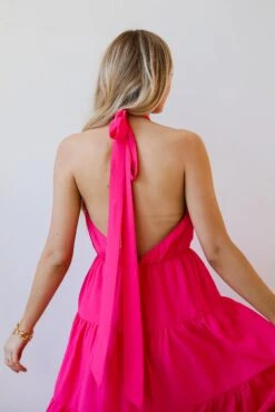 Sun-Sational Magenta Tiered Halter Maxi Dress -Trendy Clothing Store shopdressup magenta halter maxi dress 12