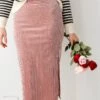 FINAL SALE - Lovely Muse Velvet Metallic Stripe Midi Skirt - DU DEAL -Trendy Clothing Store shopdressup metallic midi skirt 8