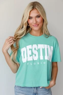 Mint Destin Florida Cropped Tee -Trendy Clothing Store shopdressup mint destin cropped tee