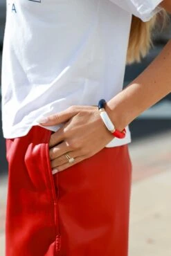 Red + Navy Color Block Tube Bracelet -Trendy Clothing Store shopdressup navy bracelet