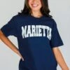 Navy Marietta Tee -Trendy Clothing Store shopdressup navy marietta tee 2