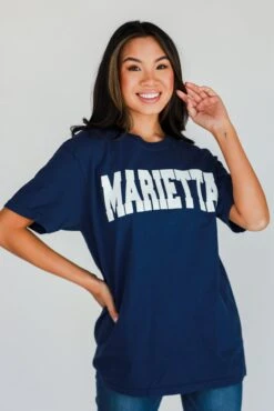 Navy Marietta Tee -Trendy Clothing Store shopdressup navy marietta tee 3