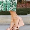 Part Of The Plan Nude Ankle Strap Wedges