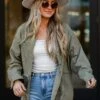 FINAL SALE - Edgy Arrival Olive Denim Jacket -Trendy Clothing Store shopdressup olive denim jacket