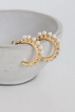 Madelyn Gold Pearl Hoop Earrings