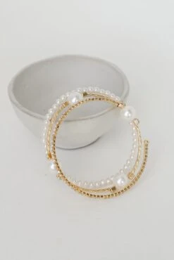 Alayna Gold Pearl + Rhinestone Bracelet Set