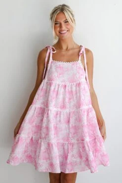 Delicate Addition Pink Floral Tiered Mini Dress -Trendy Clothing Store shopdressup pink floral mini Dress 3 2afd0534 4978 4373 8ba1 17617667ffb4