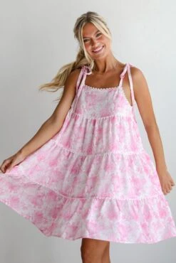 Delicate Addition Pink Floral Tiered Mini Dress -Trendy Clothing Store shopdressup pink floral mini Dress 5 0f2423a4 15e9 40f6 bd37 d45dad06bbc1