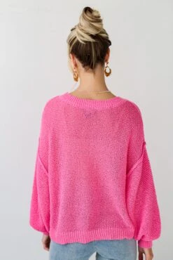 FINAL SALE - Perfect Mix Pink Lightweight Knit Oversized Sweater -Trendy Clothing Store shopdressup pink knit sweater 9