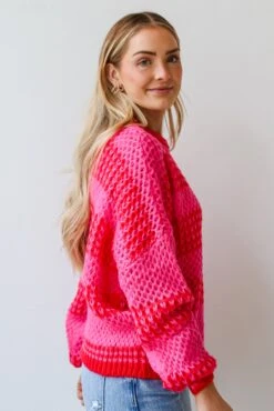 Always In Your Heart Pink Striped Oversized Sweater -Trendy Clothing Store shopdressup pink striped sweater 8