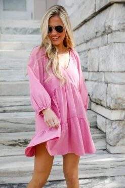 FINAL SALE - Sunny Romantic Pink Tiered Babydoll Mini Dress -Trendy Clothing Store shopdressup pink tiered mini dress 9 c59446f6 7955 4435 b8ea 91ac1efd425a