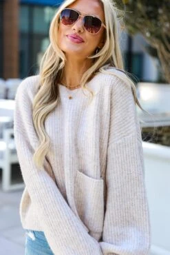 FINAL SALE - Afternoon Aesthetic Pocket Sweater -Trendy Clothing Store shopdressup pocket knit sweater 18