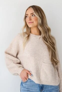 FINAL SALE - Afternoon Aesthetic Pocket Sweater -Trendy Clothing Store shopdressup pocket knit sweater 3