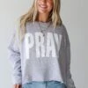 Heather Grey Pray Cropped Sweatshirt -Trendy Clothing Store shopdressup pray pullover 4