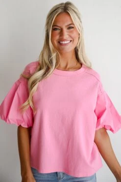 Charmingly Sweet Contrast Puff Sleeve Top -Trendy Clothing Store shopdressup puff sleeve top 14