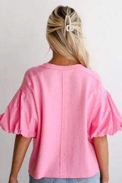 Charmingly Sweet Contrast Puff Sleeve Top -Trendy Clothing Store shopdressup puff sleeve top 17