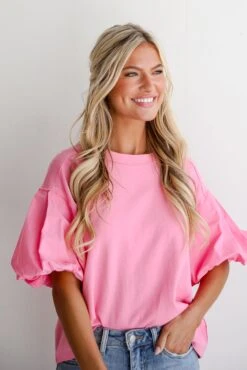Charmingly Sweet Contrast Puff Sleeve Top -Trendy Clothing Store shopdressup puff sleeve top 18