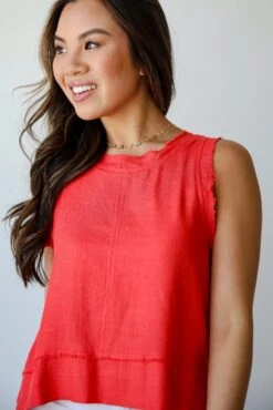 Dreamy Decision Linen Tank - DU DEAL -Trendy Clothing Store shopdressup red linen tank 6