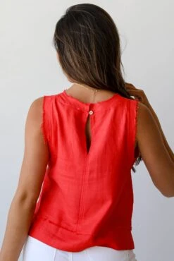 Dreamy Decision Linen Tank - DU DEAL -Trendy Clothing Store shopdressup red linen tank 8