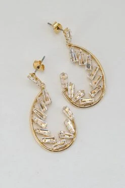 Wren Gold Rhinestone Oval Earrings -Trendy Clothing Store shopdressup rhinestone statement earrings 8 994f8c08 7916 4f3f 9b61 2181bb5b5422