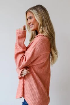 Alice Collared Henley Knit Top - DOORBUSTER -Trendy Clothing Store shopdressup ribbed henley top 11