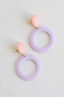 Sabrina Blush Matte Acrylic Circle Drop Earrings