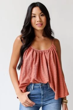 FINAL SALE - Loving You Fondly Textured Tank -Trendy Clothing Store shopdressup rust textured tank 12