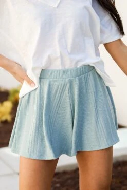 Relaxed Mindset Sage Knit Shorts - DU DEAL -Trendy Clothing Store shopdressup sage knit shorts 2