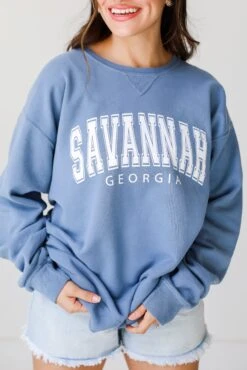 Blue Savannah Georgia Sweatshirt -Trendy Clothing Store shopdressup savannah pullover 2 5248194e ca09 4430 869e ede7ee8278f3