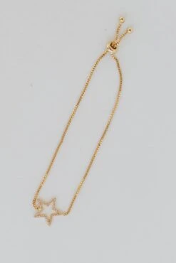 Lilah Gold Rhinestone Star Charm Bracelet