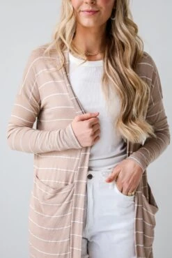 FINAL SALE - Piper Striped Longline Lightweight Knit Cardigan -Trendy Clothing Store shopdressup striped knit cardigan 7 dff04687 1ee5 4fcb 842c 09f68bbf8123