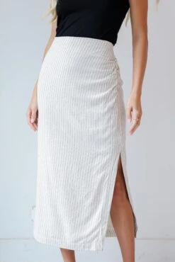 Set For Compliments Linen Striped Midi Skirt -Trendy Clothing Store shopdressup striped midi skirt 6