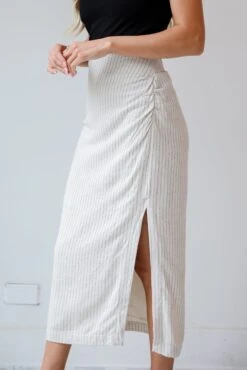 Set For Compliments Linen Striped Midi Skirt -Trendy Clothing Store shopdressup striped midi skirt 7