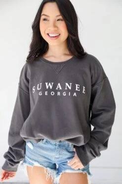 Charcoal Suwanee Georgia Sweatshirt -Trendy Clothing Store shopdressup suwanee pullover 2