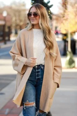 Found The Warmth Camel Sweater Cardigan