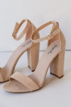 The Night Is Young Nude Ankle Strap Heels - DU DEAL -Trendy Clothing Store shopdressup tan block strap heels 2