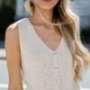 Precious Designs Natural Knit Tank -Trendy Clothing Store shopdressup tan knit tank 8