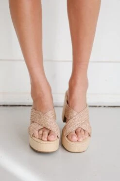 On The Boardwalk Tan Platform Heels -Trendy Clothing Store shopdressup tan straw heels 4