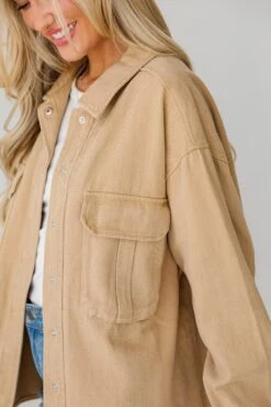 FINAL SALE - Cooler Than You Taupe Denim Jacket -Trendy Clothing Store shopdressup taupe jacket 7