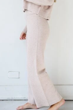 FINAL SALE - Weekends At Home Taupe Fuzzy Knit Pants -Trendy Clothing Store shopdressup taupe lounge pants 7