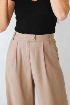FINAL SALE - Effortlessly Posh Taupe Trouser Pants -Trendy Clothing Store shopdressup taupe trouser pants 9