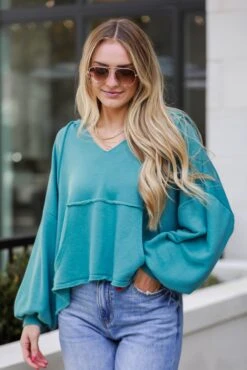 Trendy Clothing Store -Trendy Clothing Store shopdressup teal hooded pullover 2