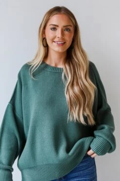 Parker Sage Oversized Sweater - DOORBUSTER -Trendy Clothing Store shopdressup teal sweater 3