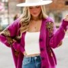 Wild Comfort Magenta Tiger Oversized Sweater Cardigan -Trendy Clothing Store shopdressup tiger sweater cardigan 2