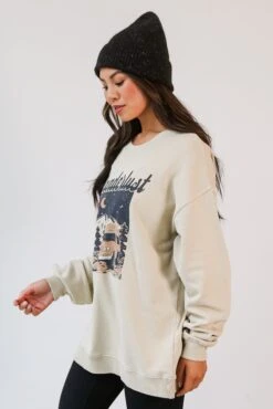 FINAL SALE - Taupe Wanderlust Sweatshirt -Trendy Clothing Store shopdressup wanderlust pullover 6