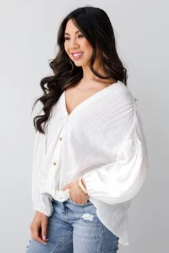 FINAL SALE - Blissful Simplicity White Linen Blouse -Trendy Clothing Store shopdressup white button up blouse 10 0135e388 378b 4ccf b141 9ffdc429a233